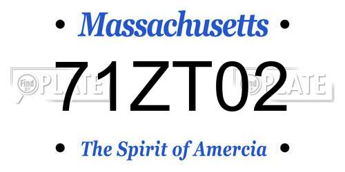 71ZT02 Massachusetts License Plate