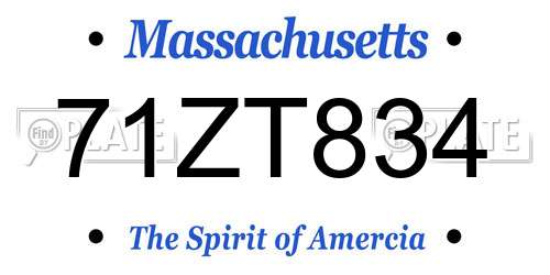 71ZT834 Massachusetts License Plate