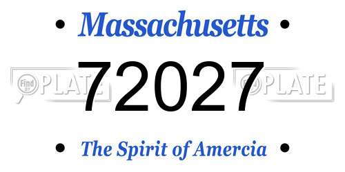 72027 Massachusetts License Plate