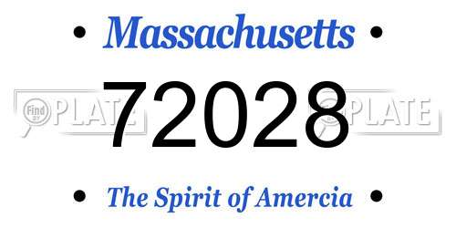 72028 Massachusetts License Plate