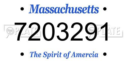 7203291 Massachusetts License Plate