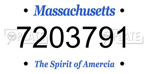 7203791 Massachusetts License Plate