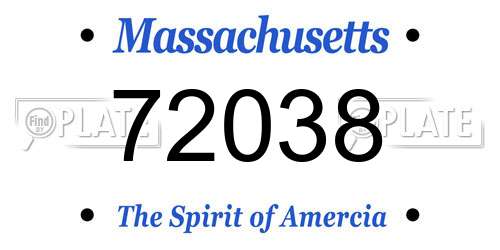 72038 Massachusetts License Plate