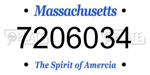 7206034 Massachusetts License Plate
