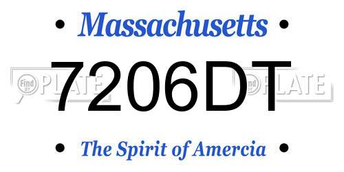 7206DT Massachusetts License Plate