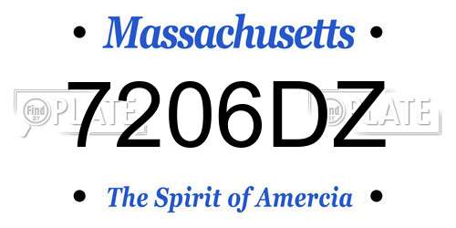 7206DZ Massachusetts License Plate