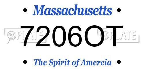 7206OT Massachusetts License Plate