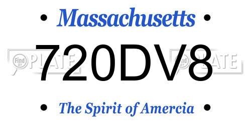 720DV8 Massachusetts License Plate