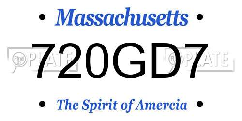 720GD7 Massachusetts License Plate
