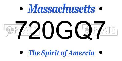 720GQ7 Massachusetts License Plate