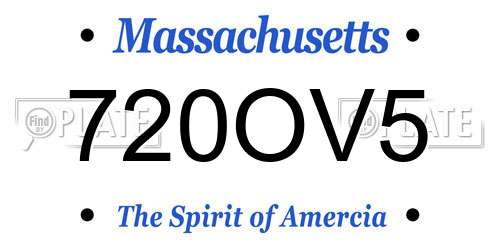 720OV5 Massachusetts License Plate