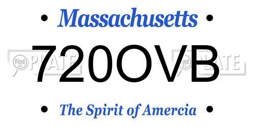 720OVB Massachusetts License Plate