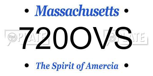720OVS Massachusetts License Plate