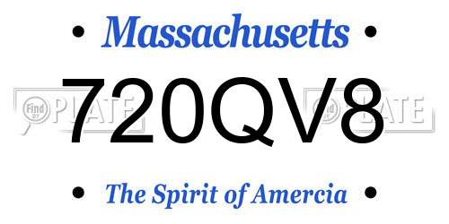 720QV8 Massachusetts License Plate