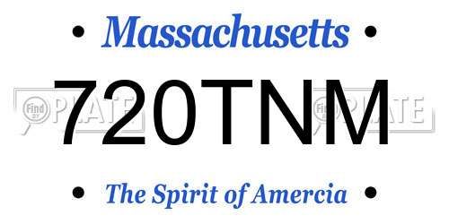 720TNM Massachusetts License Plate