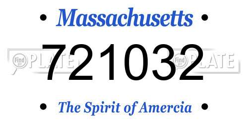 721032 Massachusetts License Plate