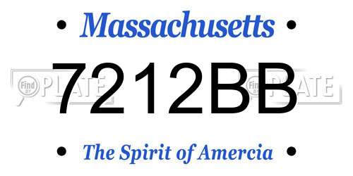 7212BB Massachusetts License Plate