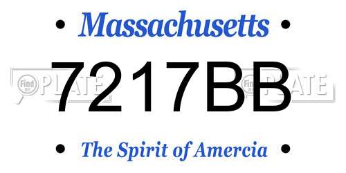 7217BB Massachusetts License Plate
