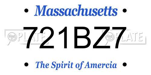 721BZ7 Massachusetts License Plate