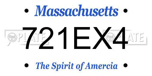 721EX4 Massachusetts License Plate