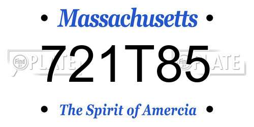 721T85 Massachusetts License Plate