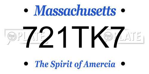 721TK7 Massachusetts License Plate