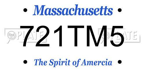 721TM5 Massachusetts License Plate