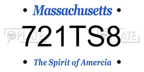 721TS8 Massachusetts License Plate