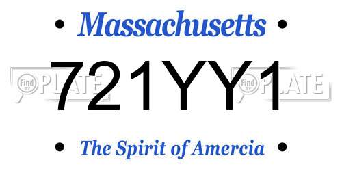 721YY1 Massachusetts License Plate