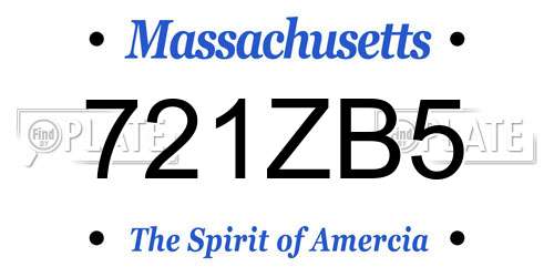 721ZB5 Massachusetts License Plate