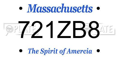 721ZB8 Massachusetts License Plate