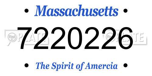 7220226 Massachusetts License Plate
