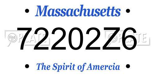 72202Z6 Massachusetts License Plate