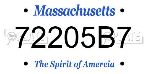 72205B7 Massachusetts License Plate