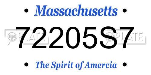 72205S7 Massachusetts License Plate