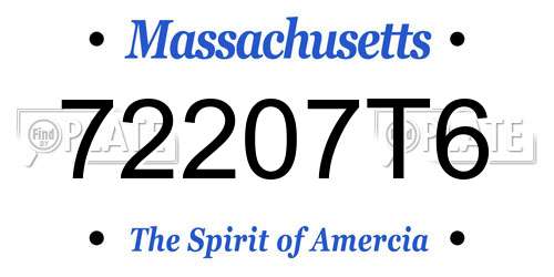 72207T6 Massachusetts License Plate