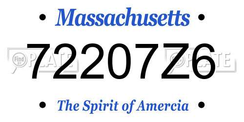 72207Z6 Massachusetts License Plate