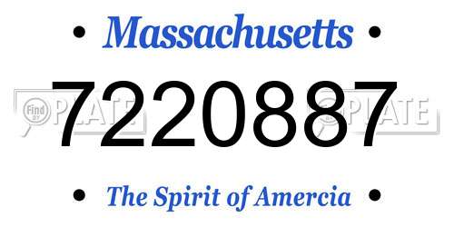 7220887 Massachusetts License Plate
