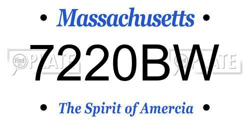 7220BW Massachusetts License Plate