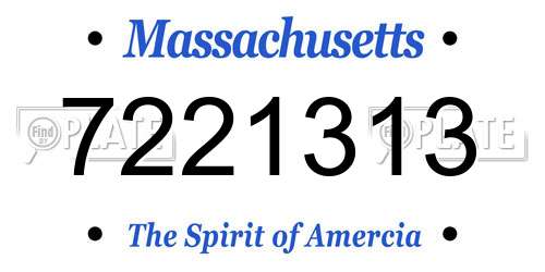 7221313 Massachusetts License Plate