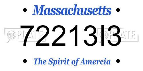 72213I3 Massachusetts License Plate