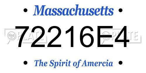 72216E4 Massachusetts License Plate
