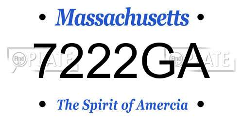 7222GA Massachusetts License Plate