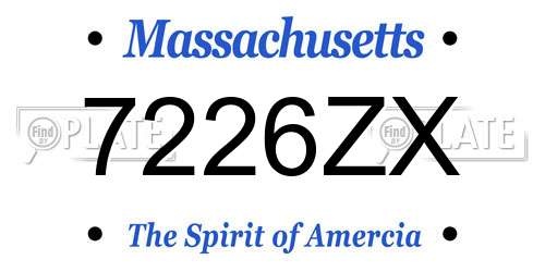 7226ZX Massachusetts License Plate