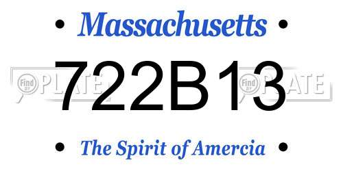 722B13 Massachusetts License Plate