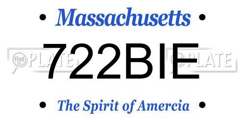 722BIE Massachusetts License Plate