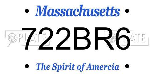 722BR6 Massachusetts License Plate
