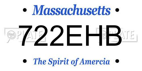 722EHB Massachusetts License Plate