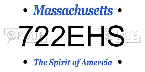 722EHS Massachusetts License Plate