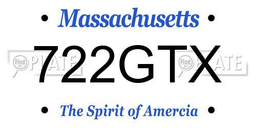 722GTX Massachusetts License Plate
